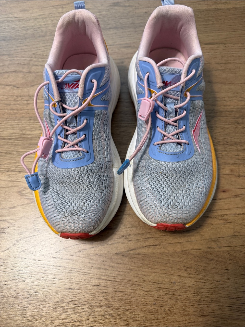 Avia Kids Athletic Sneakers - Gray, Pink, Blue with Yellow Accents